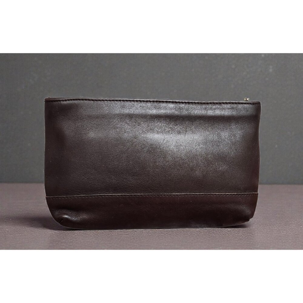 Vintage Coach Leather Cosmetic Pouch Brown Zip Clutch USA Made Classic Minimal - Picture 12 of 12